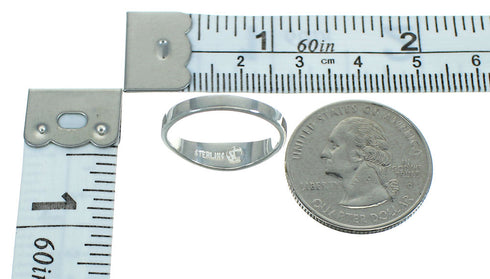 Turquoise Inlay Southwest Silver Ring Size 5 AX80897